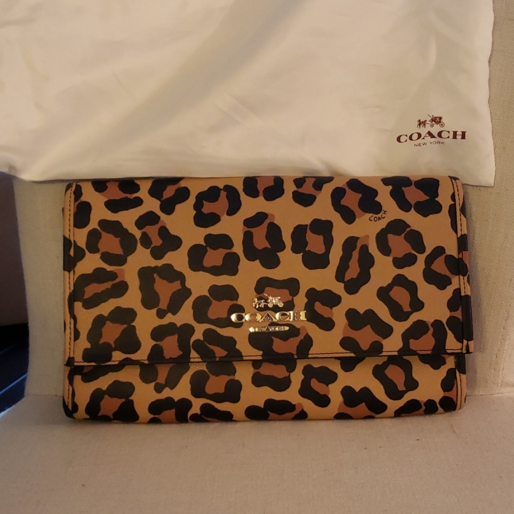 Coach Leapord Leather Clutch